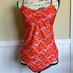 prAna Merrow Tankini & bottoms Carmine Pink Safari Sz medium